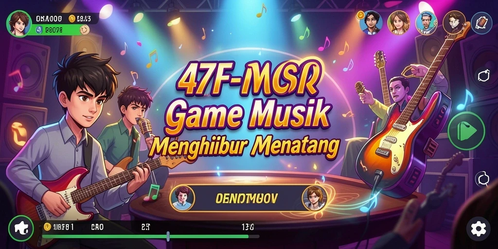 Tampilan screenshot utama 47F menampilkan gameplay musik yang seru.