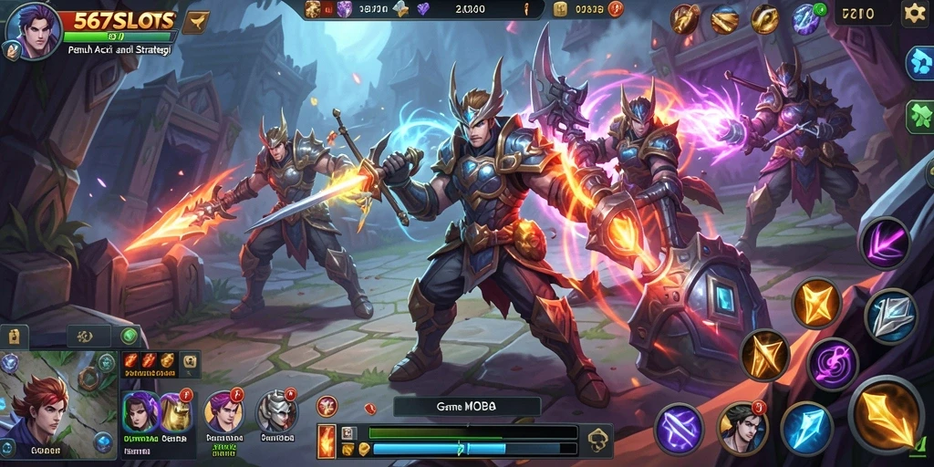 Tampilan gameplay dalam 567SLOTS dengan pertarungan seru antara pemain.