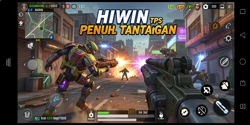 Screenshot gameplay HIWIN menampilkan aksi seru pertempuran TPS.