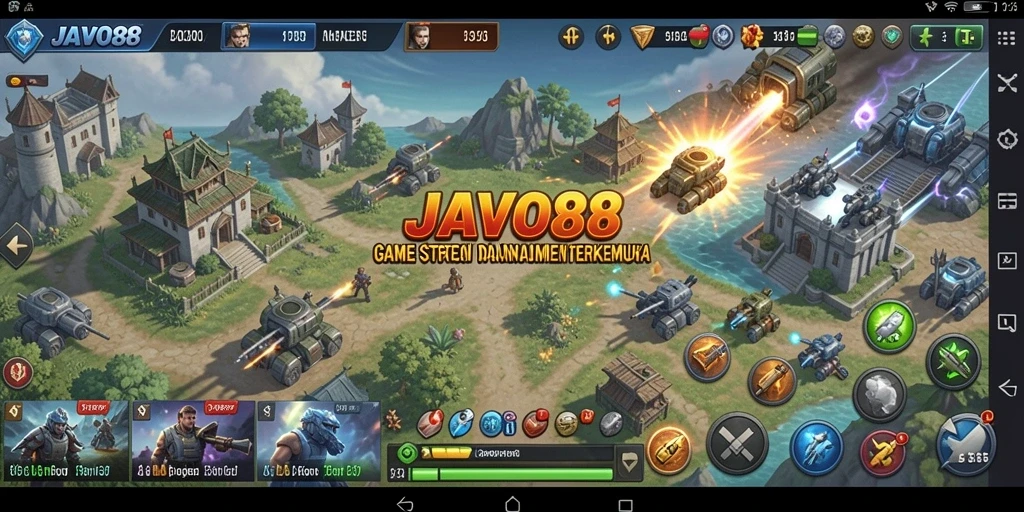 Screenshot gameplay menampilkan pertarungan strategi yang seru.