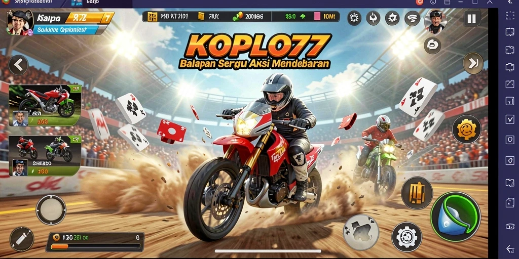 Tampilan gameplay KOPLO77 dengan aksi balapan yang mendebarkan.