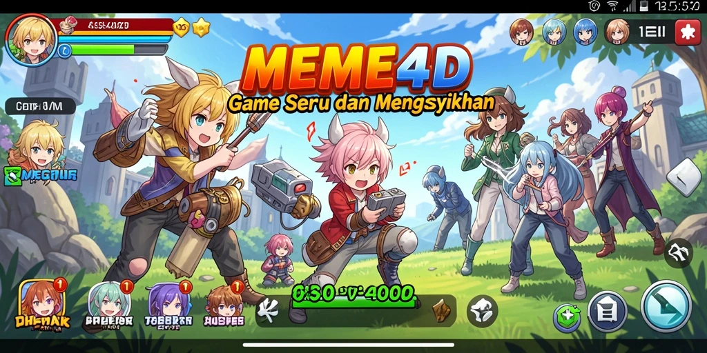 Tampilan gameplay seru dari MEME4D dengan karakter anime yang dinamis.