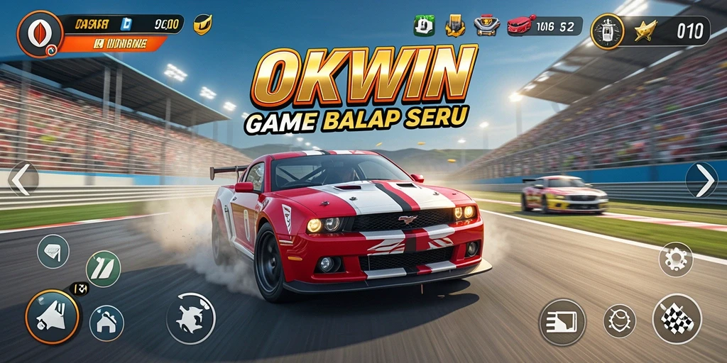 Tangkapan layar utama menampilkan aksi balap seru di lintasan.