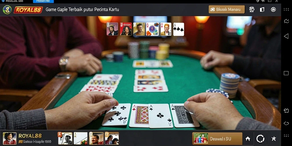 Screenshot utama ROYAL88 menampilkan gameplay Gaple yang seru dan interaktif.