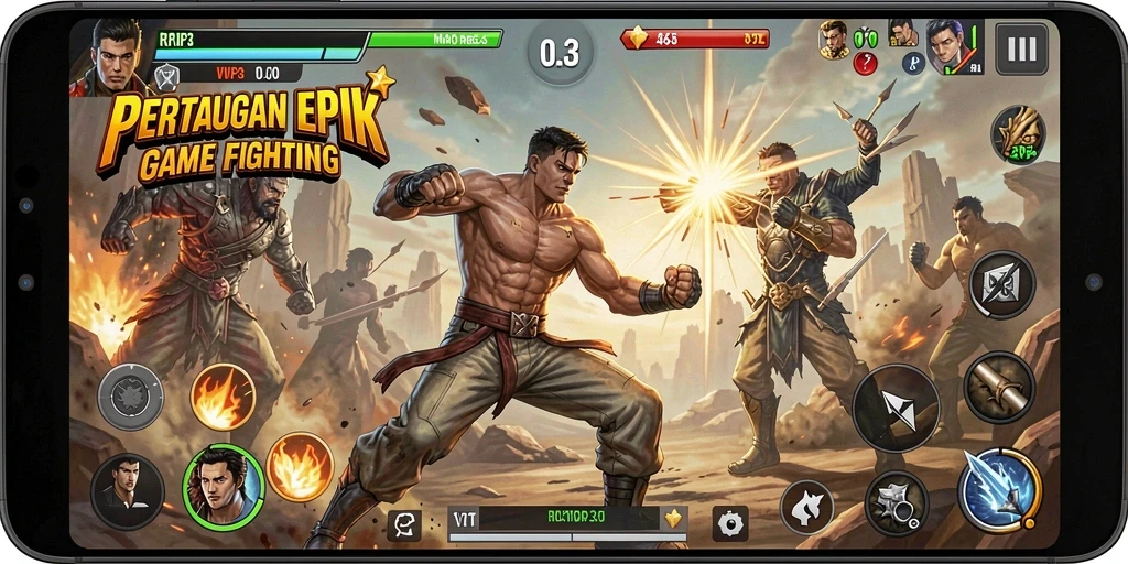 Gameplay RPVIP3 menampilkan pertarungan dinamis dan karakter unik.