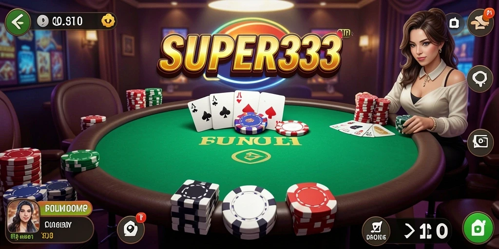 Tampilan menarik dari gameplay Poker di SUPER33.