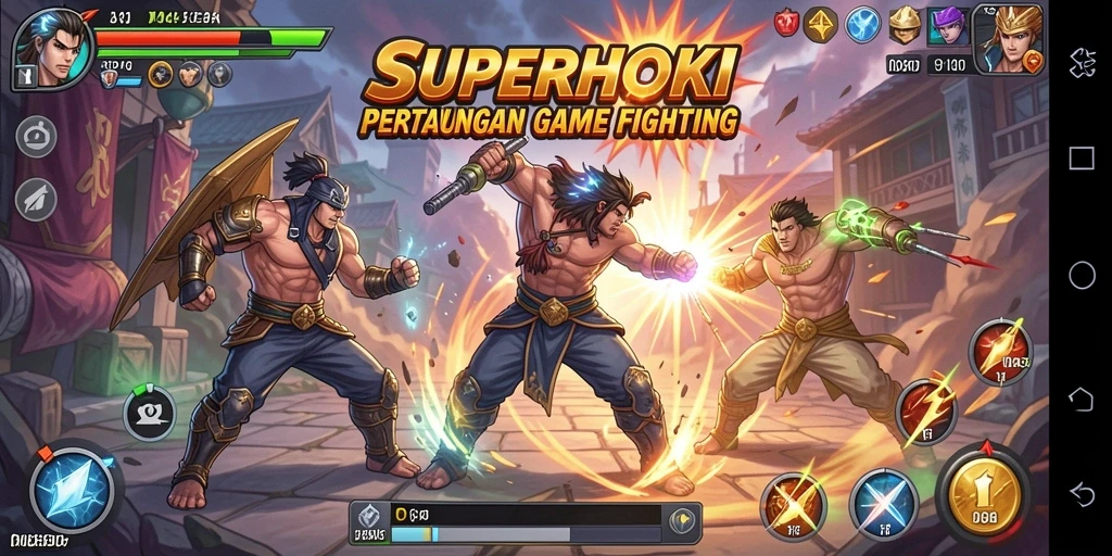 Tangkapan layar gameplay SERU di SUPERHOKI saat bertarung.