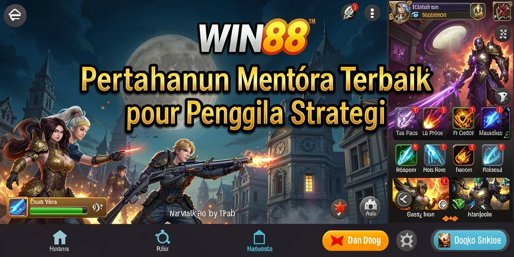 Gameplay dinamis di WIN88 menunjukkan menara pertahanan yang beraksi.